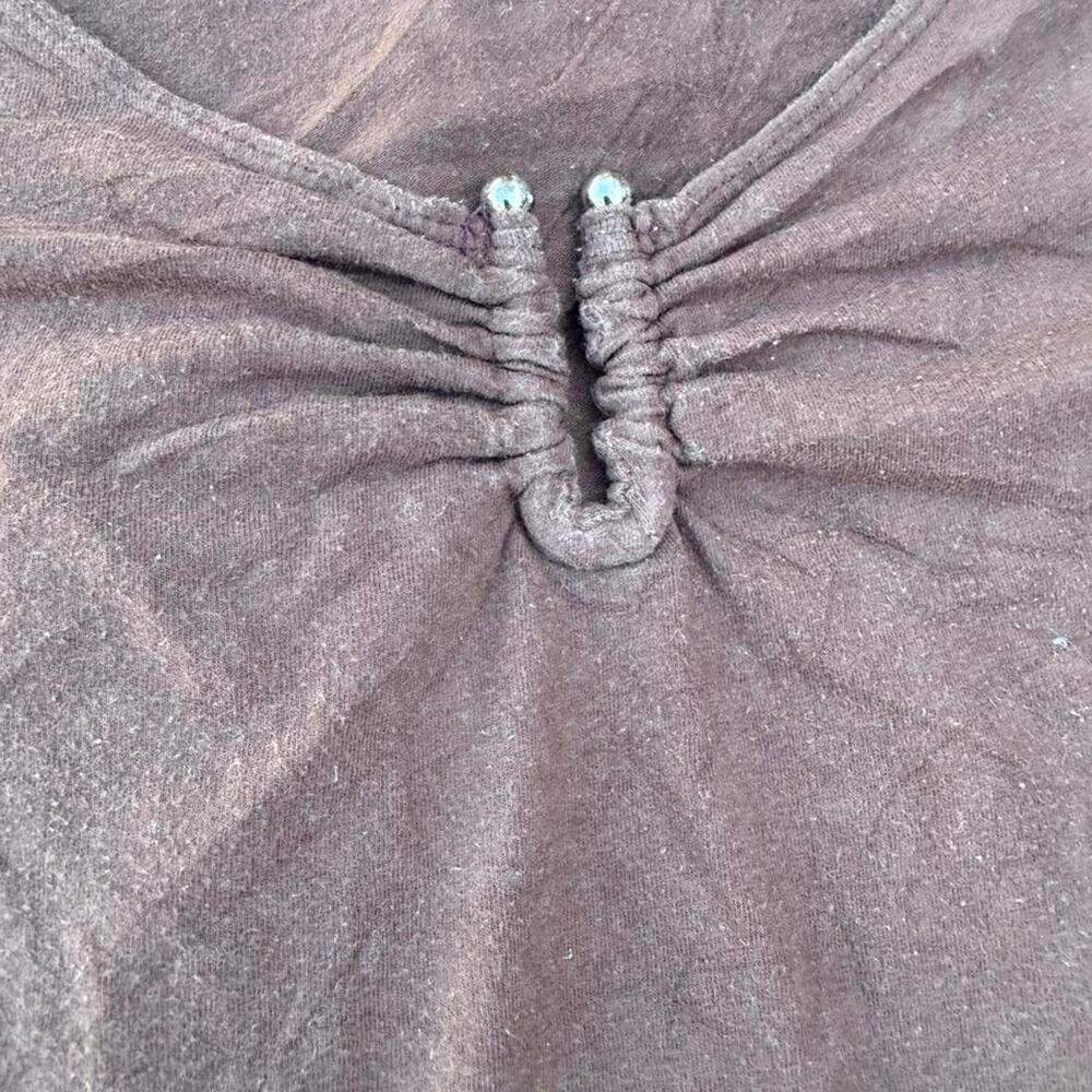 Hollister brown fitted long sleeve top scoop neck size M Y2K fashion 2000s - Picture 3 of 5